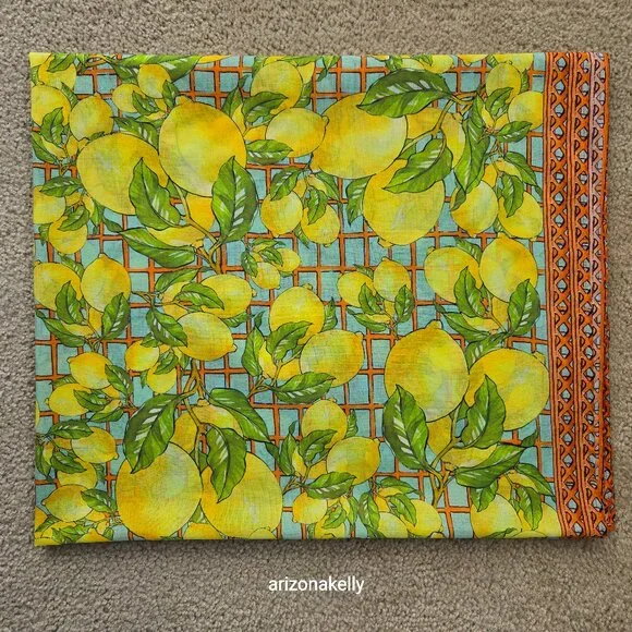 Calypso St. Barth Cotton Lemon Scarf Sarong Embroidered - Picture 1 of 11